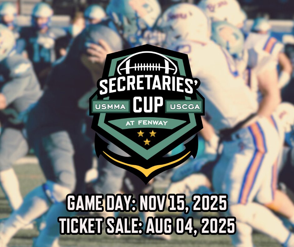U.S. Coast Guard Academy (@uscgacademy) on Twitter photo 🎖️ The Secretaries Cup is headed to <a href="/fenwaypark/">Fenway Park</a>!
<a href="/USCGAcademy/">U.S. Coast Guard Academy</a> vs. <a href="/USMMA_Athletics/">USMMA Athletics</a>
📅 Nov 9, 2025 | 📍 Boston, MA
History, rivalry, and service on one iconic field.
🎟️ more info:
mlb.com/redsox/tickets…
#SecretariesCup #USCGA #USMMA #Fenway 🎖️ The Secretaries Cup is headed to <a href="/fenwaypark/">Fenway Park</a>!
<a href="/USCGAcademy/">U.S. Coast Guard Academy</a> vs. <a href="/USMMA_Athletics/">USMMA Athletics</a>
📅 Nov 9, 2025 | 📍 Boston, MA
History, rivalry, and service on one iconic field.
🎟️ more info:
mlb.com/redsox/tickets…
#SecretariesCup #USCGA #USMMA #Fenway