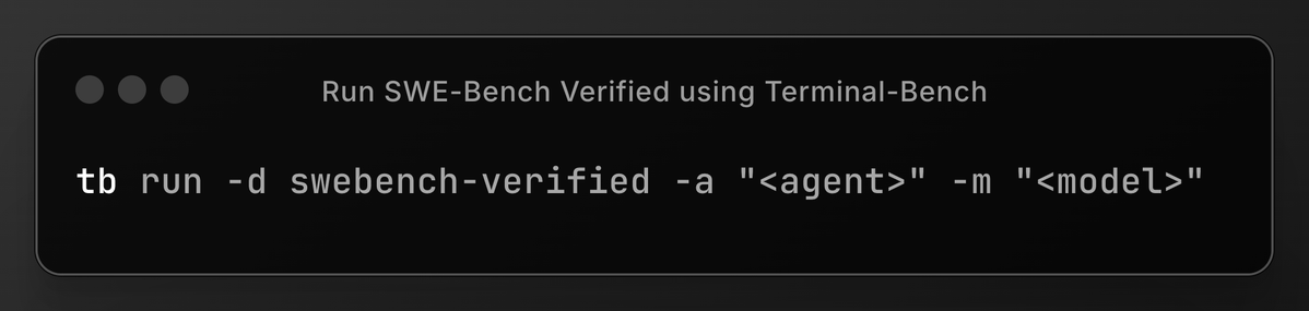 alexgshaw's tweet image. Evaluating agents on benchmarks is a pain. Each benchmark comes with its own harness, scoring scripts, and environments and integrating can take days.
We're introducing the Terminal-Bench dataset registry to solve this problem. Think of it as the npm of agent benchmarks.
Now…