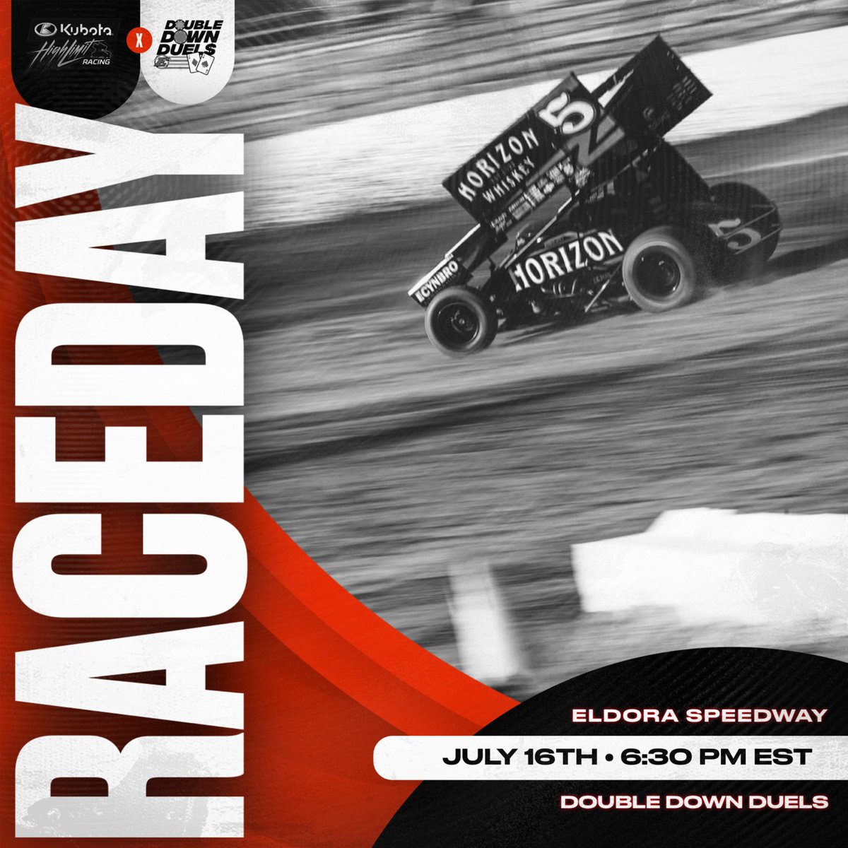 RACE DAY❗️Kicking off the 1st of 4 nights at <a href="/EldoraSpeedway/">ELDORA SPEEDWAY</a> . Night one, Double Down Duel$ will be underway starting at 6:30 PM ET with the <a href="/HighLimitRacing/">High Limit Racing</a> series! This is just the start of a big week ahead🏁
🏎️ : <a href="/BrenhamCrouch/">Brenham Crouch</a> 
📍 : <a href="/EldoraSpeedway/">ELDORA SPEEDWAY</a> 
📺 : <a href="/FloRacing/">FloRacing</a> 
📱 :