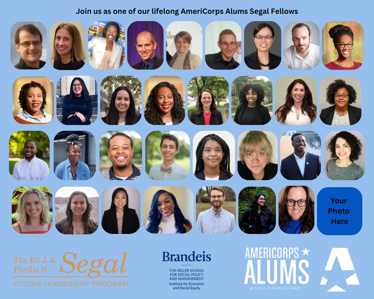 Segal Citizen Leadership Program (@segalprogram) on Twitter photo Our 2025 AmeriCorp Alums Segal Fellow application is now open, in partnership with <a href="/ServiceYear/">Service Year</a> !
Completed your AmeriCorps service within the past 3 years? Apply by 8/18 to become a lifelong Segal Fellow & receive an honorarium from SYA: segal.brandeis.edu Our 2025 AmeriCorp Alums Segal Fellow application is now open, in partnership with <a href="/ServiceYear/">Service Year</a> !
Completed your AmeriCorps service within the past 3 years? Apply by 8/18 to become a lifelong Segal Fellow & receive an honorarium from SYA: segal.brandeis.edu