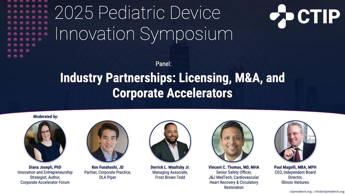 Our experts discuss M&amp;A strategies reshaping competitive positioning and long-term value creation across the pediatric medical device ecosystem.✨
August 15, 2025 - RSVP: ctipmedtech.org/2025-ctip-symp… 
#Medtech #healthcare