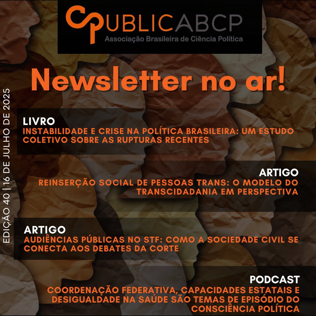 ABCP_bot's tweet image. 📢 Nova newsletter do PublicABCP🔶
.
Confira a curadoria do conteúdo desta quinzena:
.
Acesse o  site do PublicABCP:
publicabcp.org.br

#ABCP #publicabcp #CiênciaPolítica #politicalscience #cienciapolitica