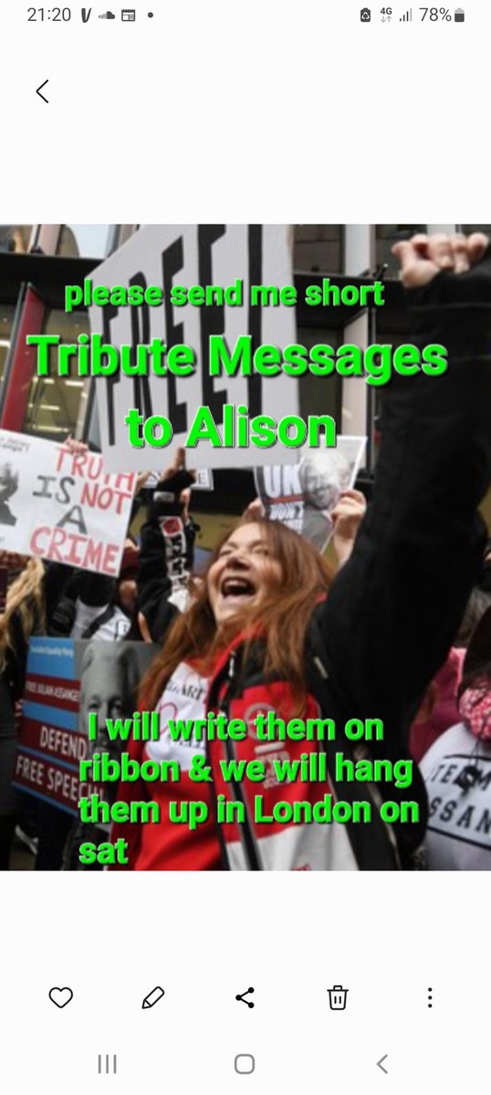 Emhturt's tweet image. We are going to hang up some ribbons in London as a tribute to remember Alison Mason this sat, if you would like to leave a max 5 worded message to fit on ribbon please send it to me & I will write it on a Ribbon & we will put it up on sat. Thank you.
