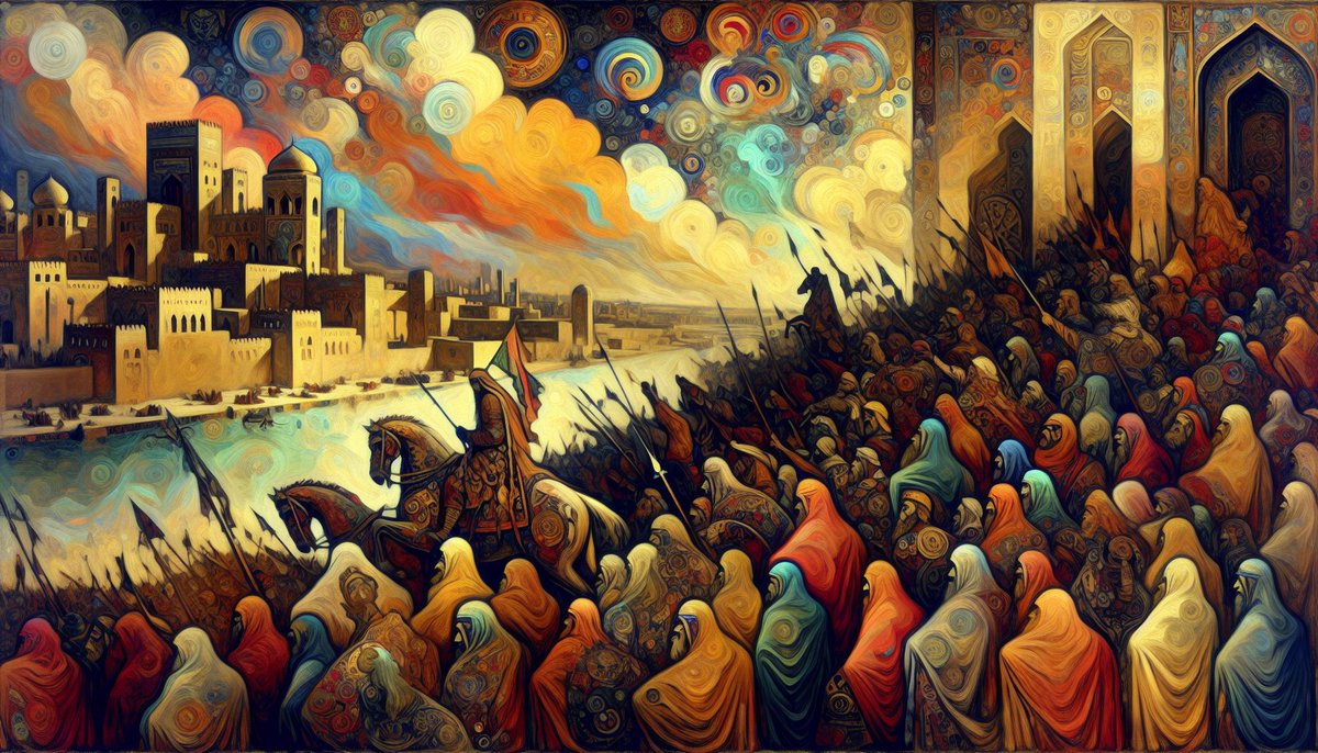 The city of Baghdad is captured by Mongol forces during the Siege of Baghdad, marking a pivotal moment in history, 1258 
#History #Sieges #KahloArt #OnThisDay