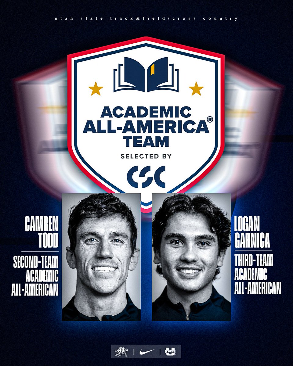 USUTF_XC's tweet image. 𝐄𝐋𝐈𝐓𝐄 on the track and in the classroom 📚
Congrats to Camren Todd and Logan Garnica on being named CSC Academic All-Americans!
📰 tinyurl.com/ywn4az4t
#AggiesAllTheWay