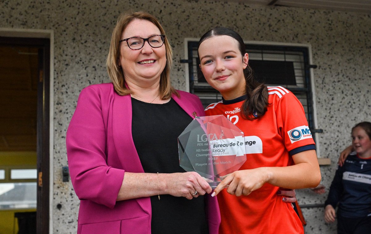 Ladies Football (@ladiesfootball) on Twitter photo Lily McBennett of Armagh is presented with the Player of the Match award by LGFA President Trina Murray after the All-Ireland U16 B Championship final between Armagh and Galway at Glennon Brothers Pearse Park in Longford. 
#LGFA Lily McBennett of Armagh is presented with the Player of the Match award by LGFA President Trina Murray after the All-Ireland U16 B Championship final between Armagh and Galway at Glennon Brothers Pearse Park in Longford. 
#LGFA