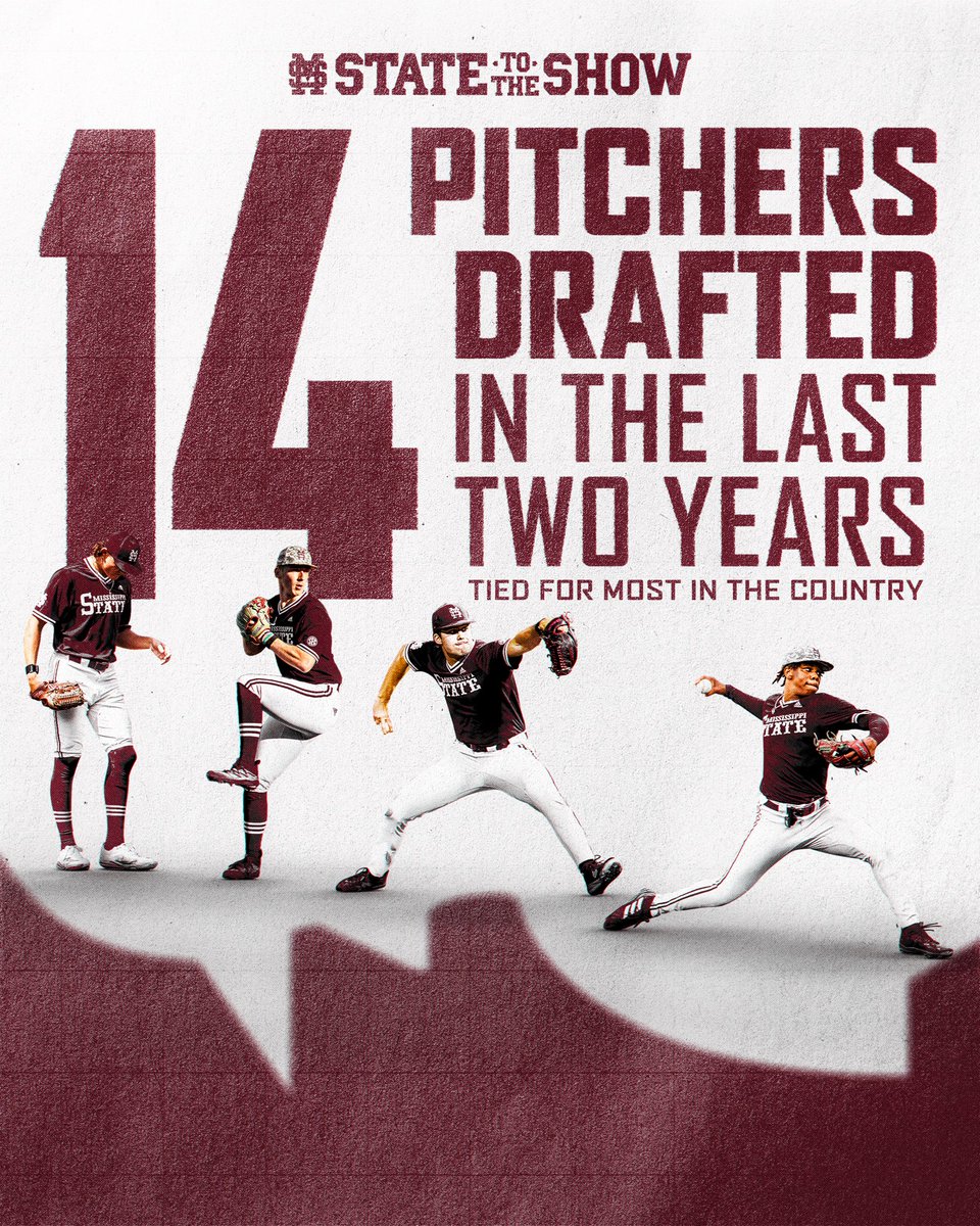 The most pitchers drafted in the last two years.

Mississippi State.

#HailState | #StateToTheShow