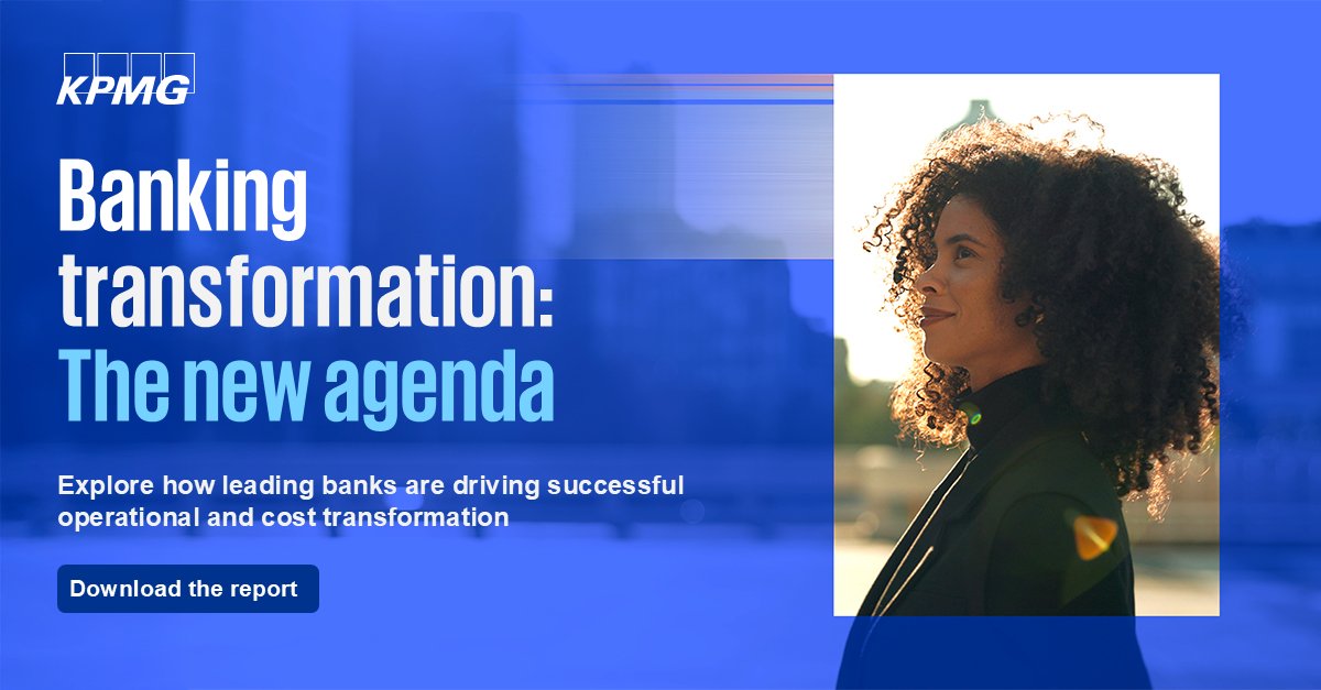 KPMG's tweet image. Operational and cost transformation is at the top of the banking agenda, yet only 24% have been highly successful in achieving their cost reduction goals, and only 18% have been highly successful in achieving their transformation goals.
Discover what it takes to achieve success…