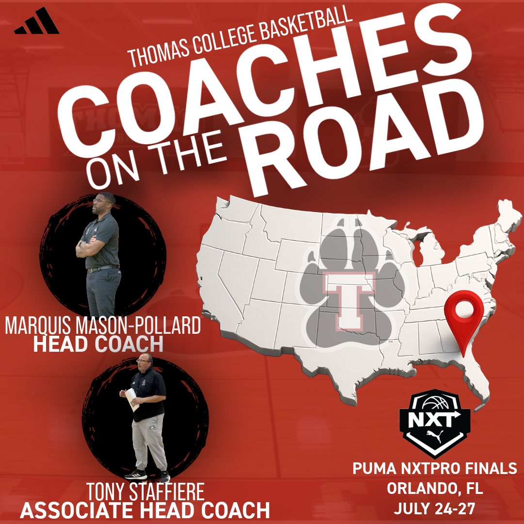 Thomas College Men’s Basketball (@terriersmbb) on Twitter photo ☀️ Headed to the Sunshine State! ☀️
Two of our coaches are flying south to Orlando, FL for the Puma NXTPro Finals — July 24–27 to look for some DAWGS! 🏀🔥
📩 DM or email us your schedules:
📧 marquis.mason-pollard@thomas.edu
📧 tony.staffiere@thomas.edu
#DAWGS ☀️ Headed to the Sunshine State! ☀️
Two of our coaches are flying south to Orlando, FL for the Puma NXTPro Finals — July 24–27 to look for some DAWGS! 🏀🔥
📩 DM or email us your schedules:
📧 marquis.mason-pollard@thomas.edu
📧 tony.staffiere@thomas.edu
#DAWGS