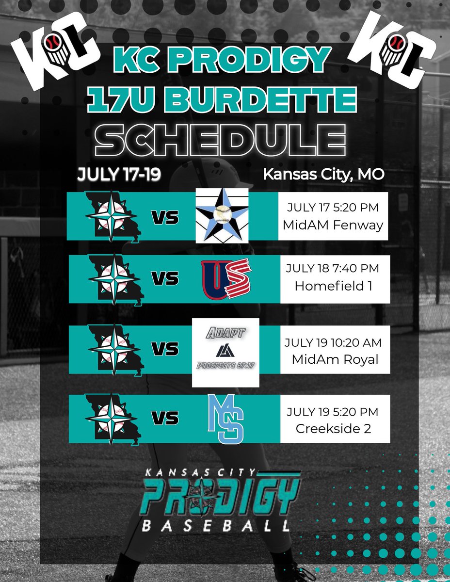 KC Prodigy Baseball (@prodigybasebal) on Twitter photo ⚾️KC Prodigy Prospects 2026’s Pitching Rotation For this Weekends <a href="/PrepBaseballKC/">Prep Baseball Kansas City</a> #PBKCOpen25⚾️
Game 1: LHP <a href="/SamAkins2026/">Sam Akins</a>
Game 2: RHP <a href="/BraylonEllis26/">Braylon Ellis</a>
Game 3: LHP <a href="/MaxMcMillen1/">Max McMillen</a>
Game 4: RHP <a href="/GrahamLueth19/">Graham Lueth</a>
#TealNation <a href="/BUncommitted/">Baseball_Uncommitted</a>
<a href="/jucoroute/">#JucoRoute</a> <a href="/PB_Uncommitted/">Prep Baseball Uncommitted</a> <a href="/ljhatchpb/">LJ Hatch Prep Baseball KC</a> ⚾️KC Prodigy Prospects 2026’s Pitching Rotation For this Weekends <a href="/PrepBaseballKC/">Prep Baseball Kansas City</a> #PBKCOpen25⚾️
Game 1: LHP <a href="/SamAkins2026/">Sam Akins</a>
Game 2: RHP <a href="/BraylonEllis26/">Braylon Ellis</a>
Game 3: LHP <a href="/MaxMcMillen1/">Max McMillen</a>
Game 4: RHP <a href="/GrahamLueth19/">Graham Lueth</a>
#TealNation <a href="/BUncommitted/">Baseball_Uncommitted</a>
<a href="/jucoroute/">#JucoRoute</a> <a href="/PB_Uncommitted/">Prep Baseball Uncommitted</a> <a href="/ljhatchpb/">LJ Hatch Prep Baseball KC</a>