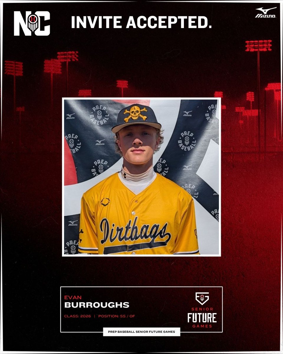 Prep Baseball North Carolina (@prepbaseballnc) on Twitter photo INVITE ACCEPTED 🔴
'26 SS Evan Burroughs joining #TeamNC at #PBFG25⭐
<a href="/EvanBurroughs13/">Evan Burroughs</a> | <a href="/BaseballWatauga/">Watauga Baseball</a> | <a href="/_thedirtbags/">Dirtbags Baseball</a> | <a href="/prepbaseball/">Prep Baseball</a> INVITE ACCEPTED 🔴
'26 SS Evan Burroughs joining #TeamNC at #PBFG25⭐
<a href="/EvanBurroughs13/">Evan Burroughs</a> | <a href="/BaseballWatauga/">Watauga Baseball</a> | <a href="/_thedirtbags/">Dirtbags Baseball</a> | <a href="/prepbaseball/">Prep Baseball</a>