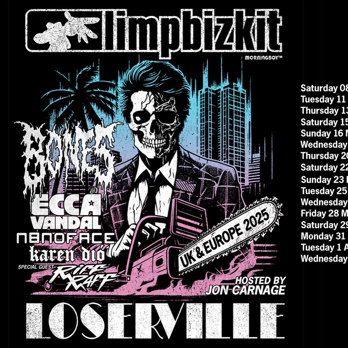 Limp Bizkit estará en Costa Rica, el MEIC publicó la aprobación del espectáculo “Loserville”, mismo nombre de la gira de la banda, será el 2 de diciembre 🤟🏼