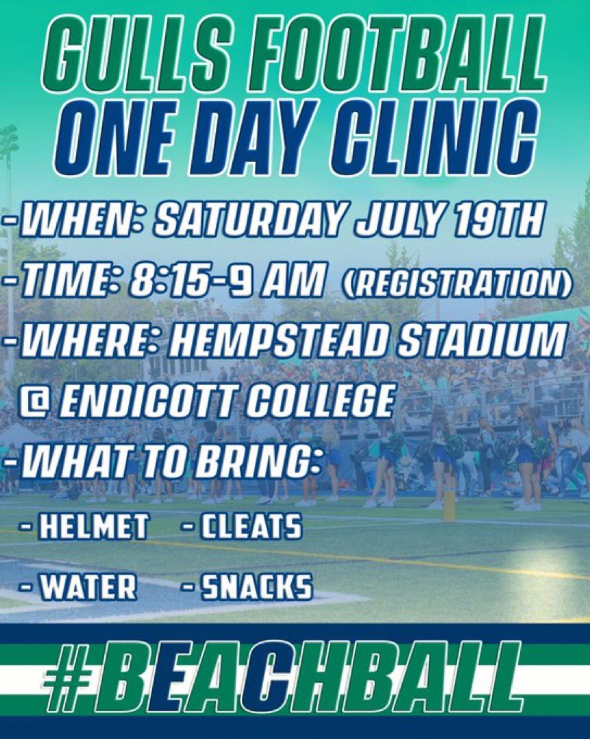 3️⃣ Days Away ⏳‼️
Don’t miss out an opportunity to COMPETE at the BEACH ☀️🌊

Where❓Hempstead Stadium📍
When❓ July 19🗓
Time❓ 9AM-1:30pm ⏰

Link: docs.google.com/forms/d/1EanB8…

#ROAD2THENE6T
#BeachBall🏈🐦🏖️
