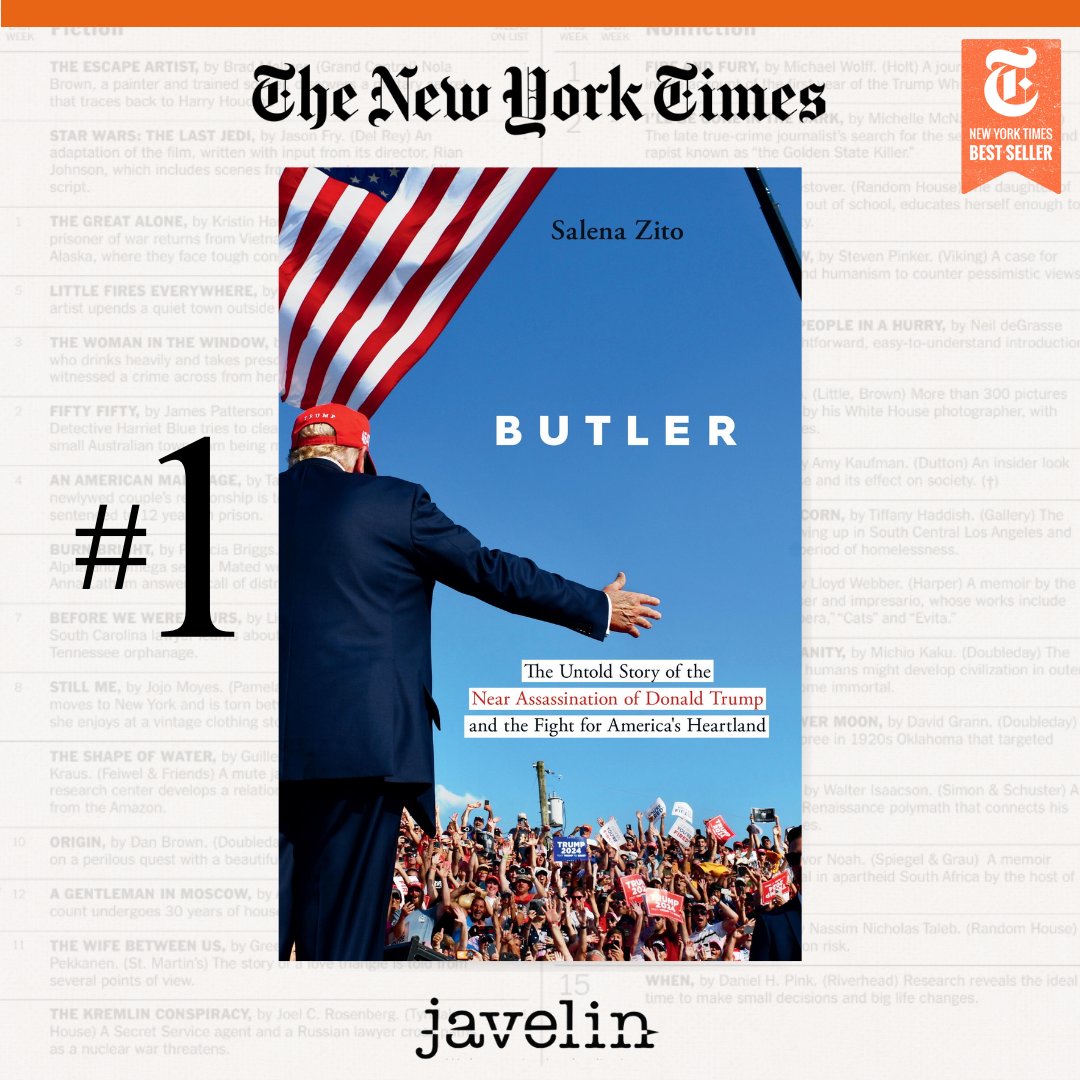 JavelinDC's tweet image. Few authors are more deserving of becoming a #1 New York Times bestselling author than @ZitoSalena! Her book Butler is dominating news coverage and earning rave reviews.