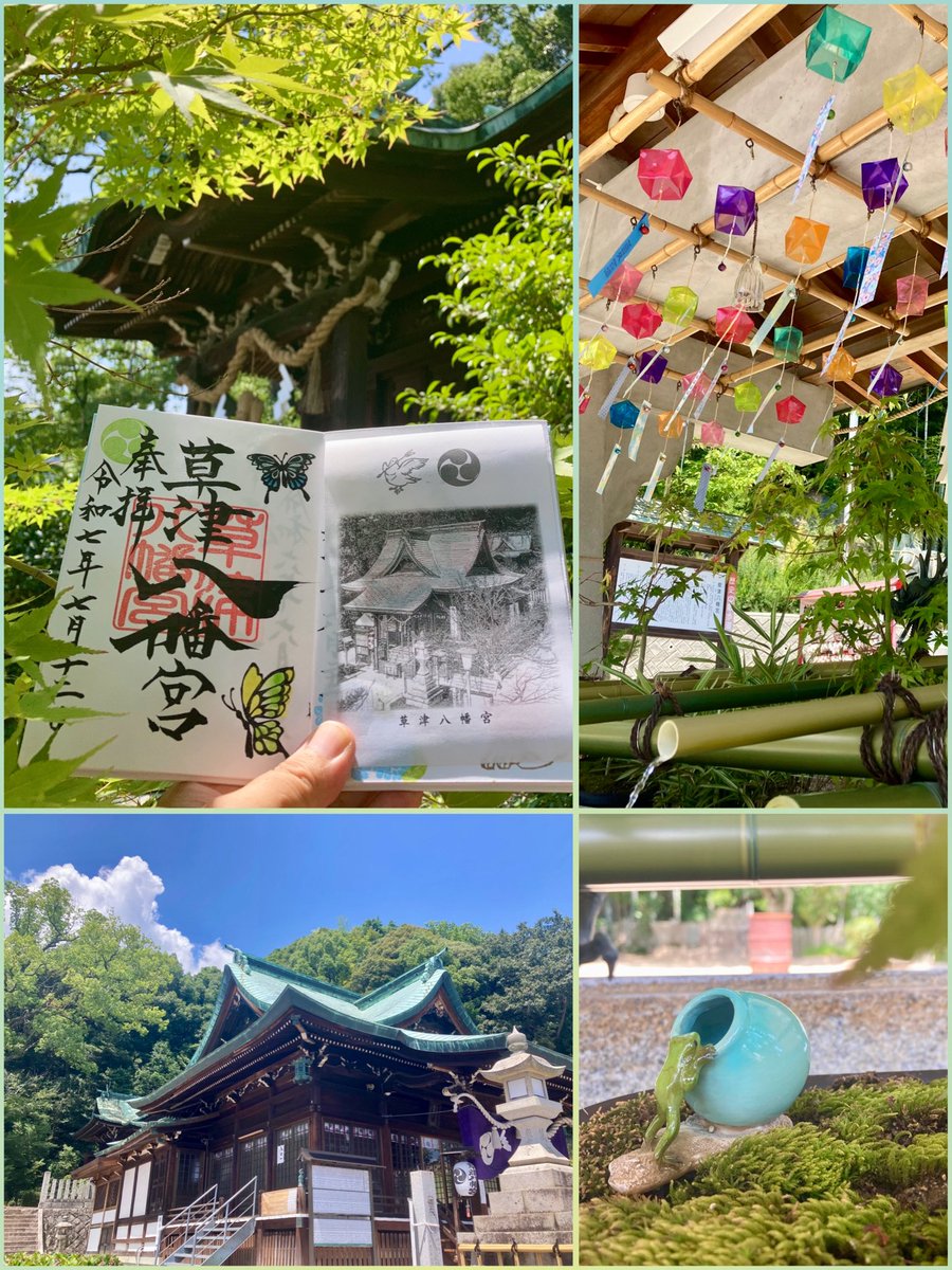 memory21002100's tweet image. 草津八幡宮⛩️ 文月 月参り
夏の杜
浮かぶ緑
蝶
ひらり
苔の
いとし蛙
ぴよん
#神社仏閣 #御朱印
