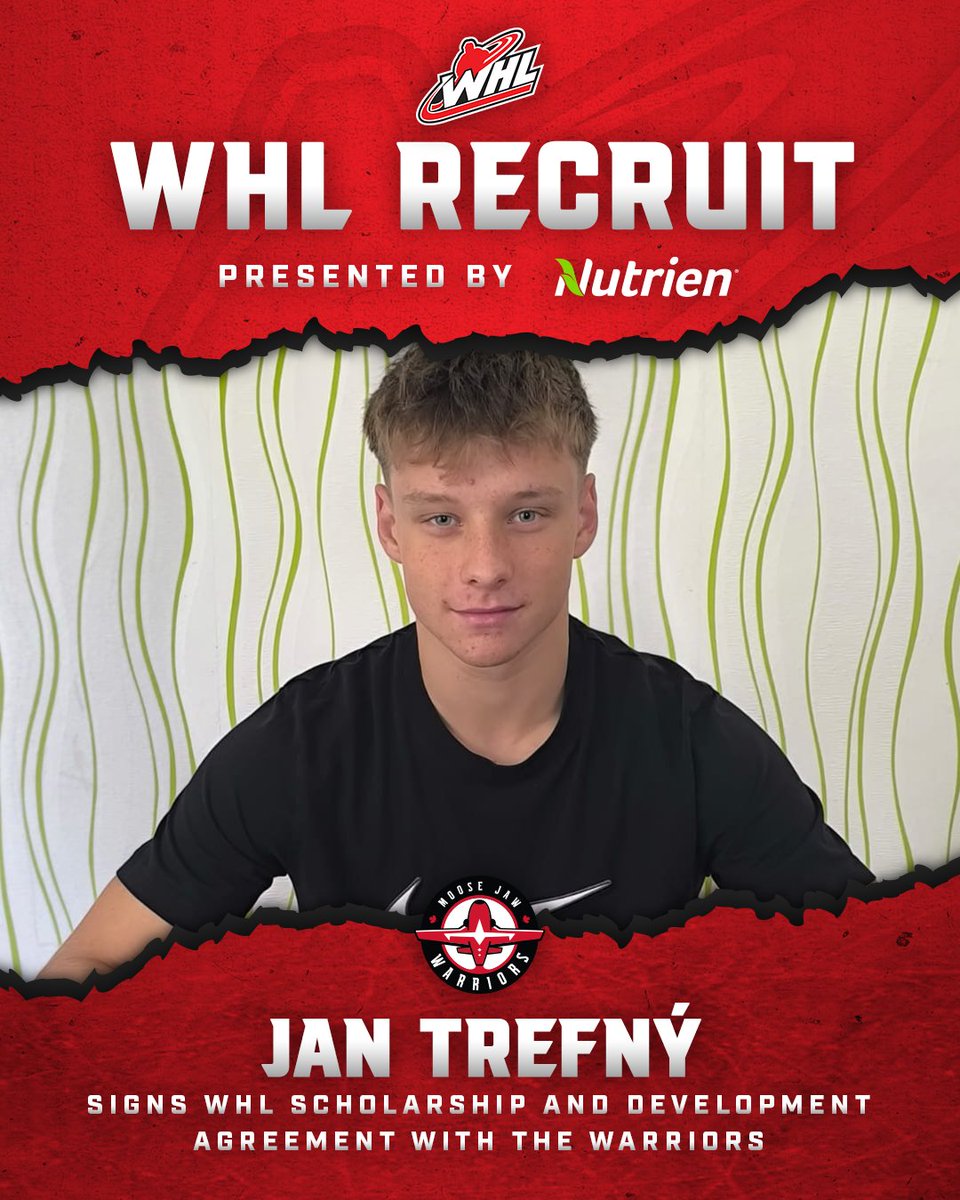 WHL Prospects Central (@whlprospects) on Twitter photo The <a href="/MJWARRIORS/">Moose Jaw Warriors</a> have announced they've signed Czech Jan Trefný to a WHL Scholarship and Development Agreement.
The 2008-born forward was a second-round selection in the 2025 #CHLImportDraft for Moose Jaw.
📝 | tinyurl.com/4pz34uv4 The <a href="/MJWARRIORS/">Moose Jaw Warriors</a> have announced they've signed Czech Jan Trefný to a WHL Scholarship and Development Agreement.
The 2008-born forward was a second-round selection in the 2025 #CHLImportDraft for Moose Jaw.
📝 | tinyurl.com/4pz34uv4
