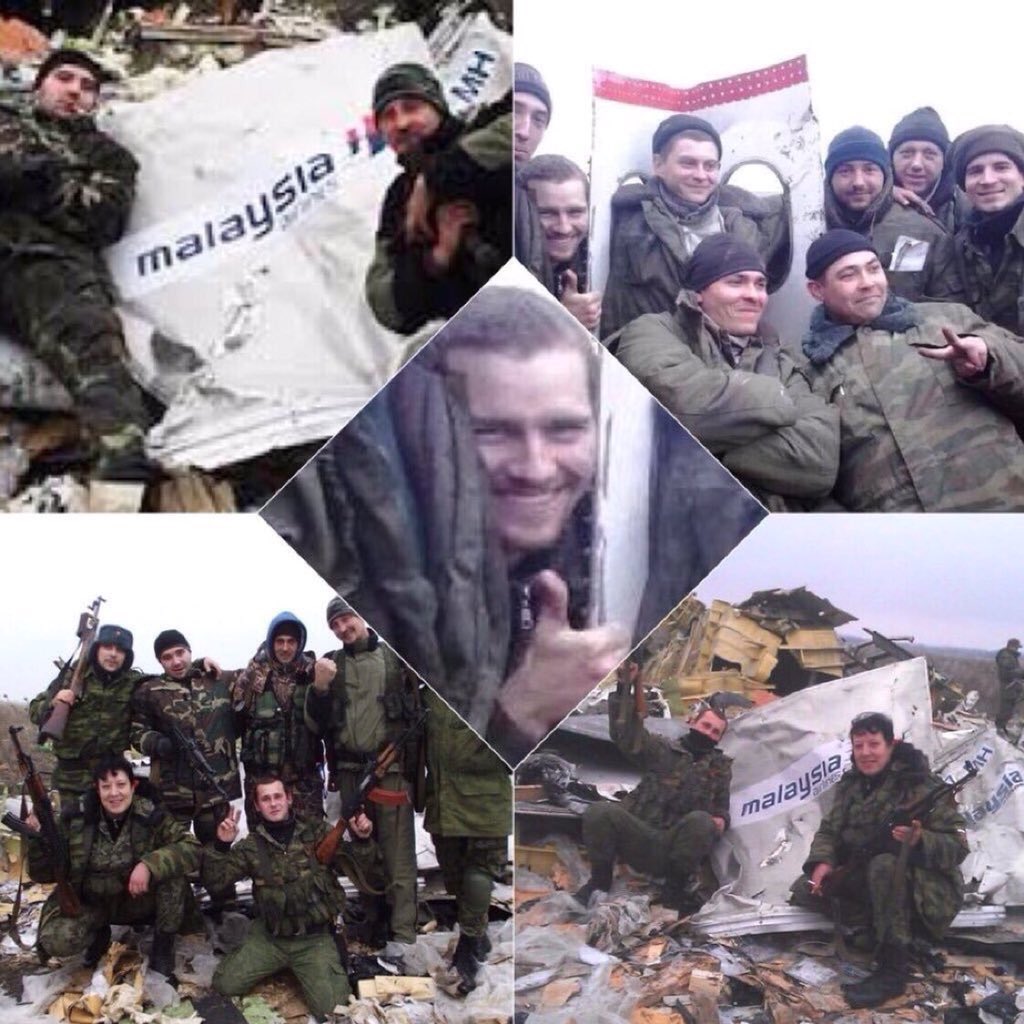 Read_Disclaimer's tweet image. Pro Russische 🇷🇺 rebellen en Russische 🇷🇺huurlingen poseren trots en tevreden op het MH17 wrak en lichamen van de MH17 slachtoffers.
Dikke glimlach, duimpje omhoog en geen enkel respect. #RussischeBUK #poetin #ziekvolk