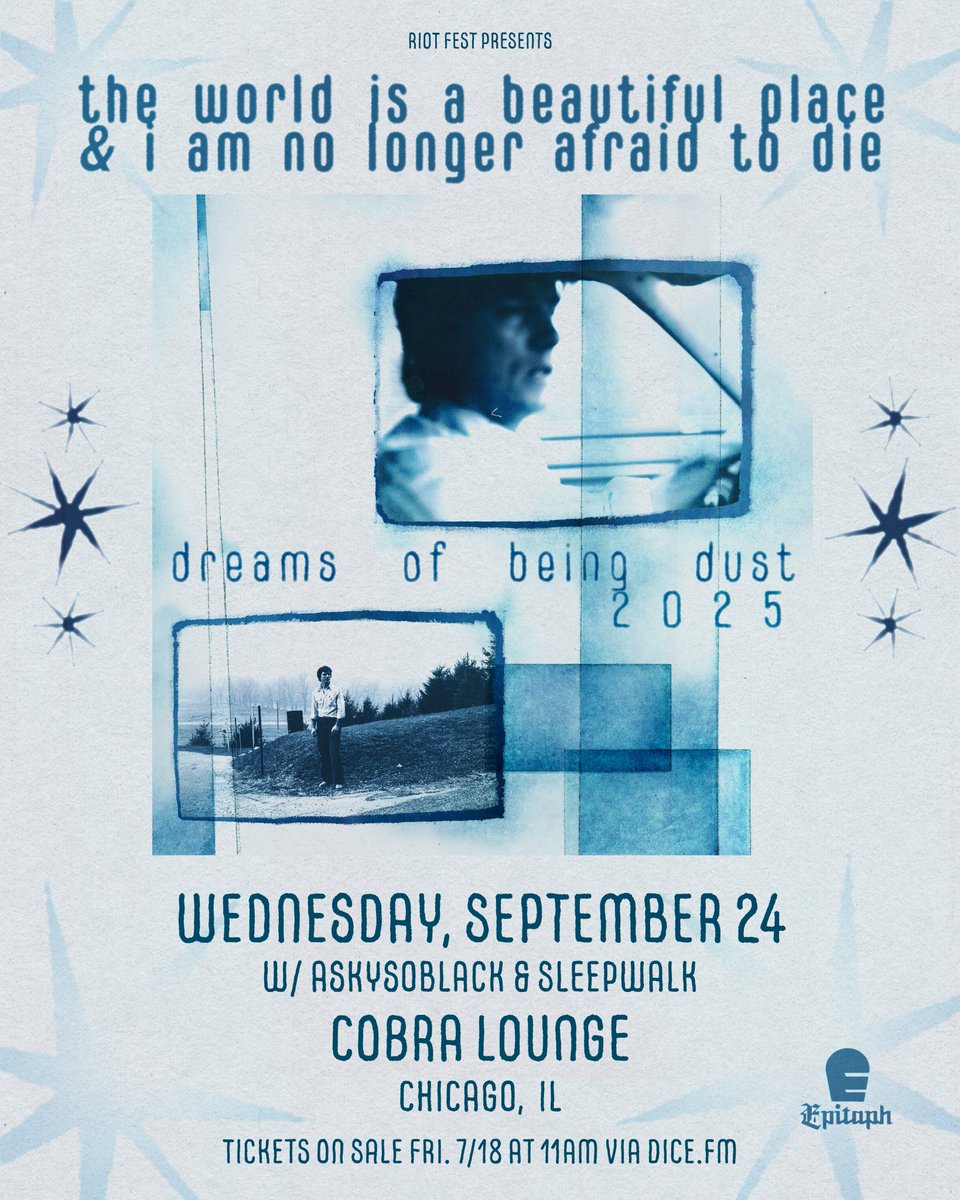 RiotFest's tweet image. JUST ANNOUNCED! ✨
@twiabp - Dreams of Being Dust with @ASkySoBlack and Sleepwalk on September 24 at @CobraLounge.
Tickets on sale Friday, July 18 at 11AM: bit.ly/CL-TWIABP