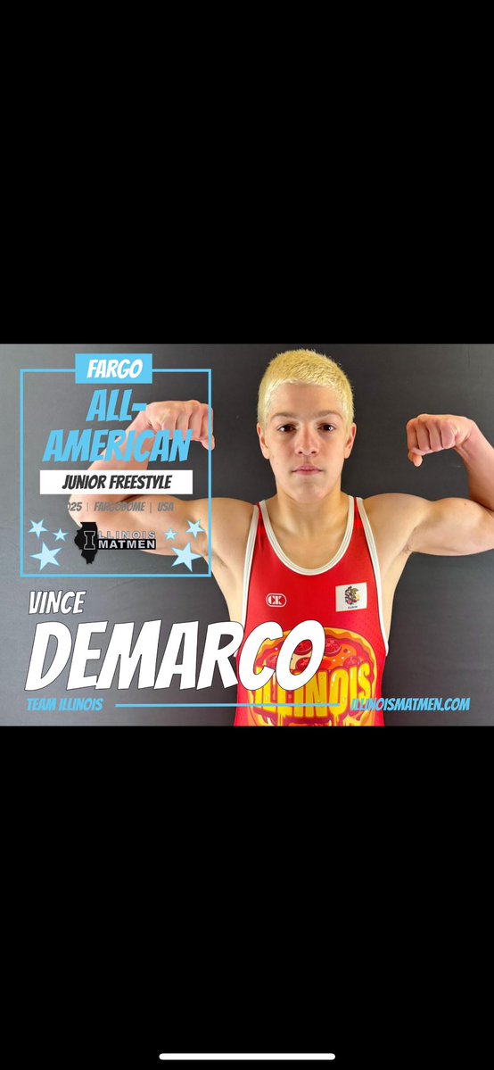 Grayslake Central Wrestling (@coachjoecentral) on Twitter photo Congratulations!!!! Vince earns a win to finish his 2025 Fargo Freestyle tournament on the podium in 7th🏅
// ALL-AMERICAN //
<a href="/vincedemarco17/">Vince DeMarco</a>
#Ramily
#TeamIllinois #Fargo2025 #AllAmerican
IllinoisMatmen.com Congratulations!!!! Vince earns a win to finish his 2025 Fargo Freestyle tournament on the podium in 7th🏅
// ALL-AMERICAN //
<a href="/vincedemarco17/">Vince DeMarco</a>
#Ramily
#TeamIllinois #Fargo2025 #AllAmerican
IllinoisMatmen.com