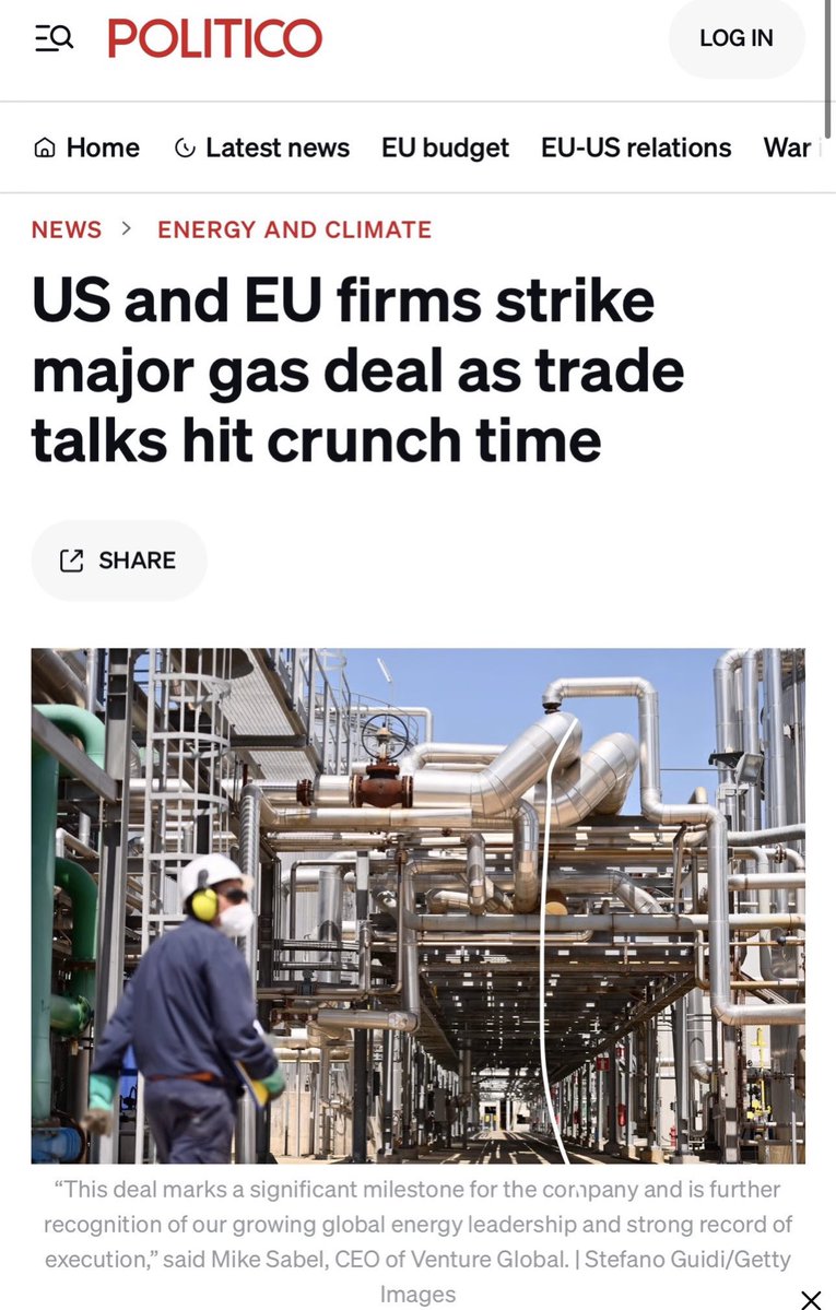 BOOM! THIS IS WHAT I VOTED FOR!!

This is what happens when you have President who knows how to make Deals!

We just secured a $15 BILLION DOLLAR American energy deal.

A big European energy company will buy U.S. natural gas for years because Trump wants Europe to buy more to