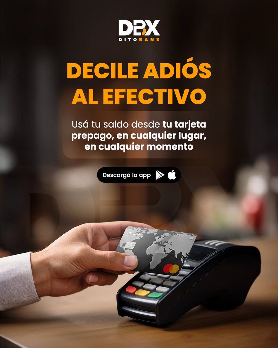 Ditobanx's tweet image. 💸 ¿Todavía andás con billetes en el bolsillo?

Eso ya fue.
Hoy llevás tu saldo en una tarjeta prepago que te acompaña a todos lados:

 📱 Pagás desde el celu
 🌍 Funciona donde sea
 ⏰ A cualquier hora
 🚫 Sin bancos. Sin vueltas.
Olvídate del efectivo y pasate al ritmo digital.…