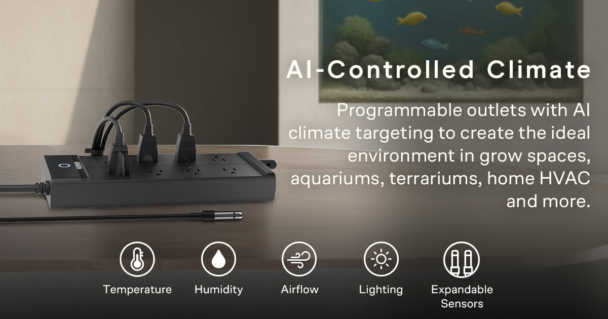 AcInfinityInc's tweet image. Introducing our NEW OUTLET AI 🔌
This AI-powered smart outlet adapts to your environment and automates climate control with custom or sensor-based triggers for grow rooms, aquariums, and homes. It connects with your devices, learns patterns, anticipates changes, and activates…