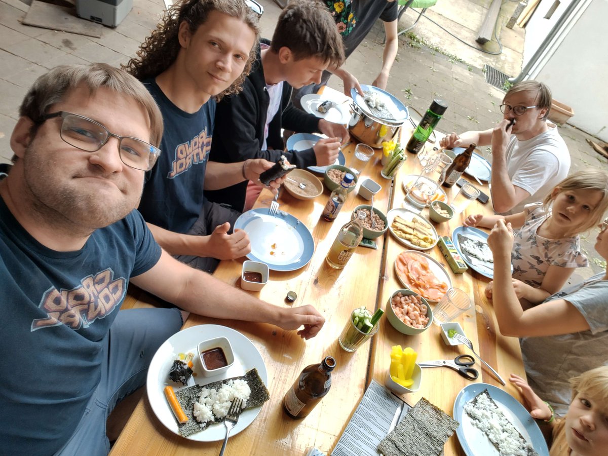 CrowdControlNet's tweet image. Don't roll your own crypto!
So we roll our own sushi!
Our meeting in the summer of the team that otherwise works remote together is in full swing 🤗