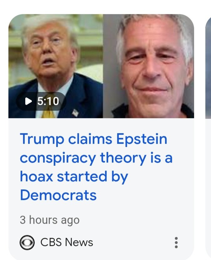 Trump CLAIMS Epstein files a hoax. LAUGHABLE. 🤣
TRUTH be known, he's PROBABLY CLIENT # 1
How many young girls lifes did this self serving RAPIST help destroy.
We SEE his CRUELITY against legal immigrants.
This SELF SERVING RACIST, RAPIST &amp; PEDOPHILE needs to be LOCKED UP.