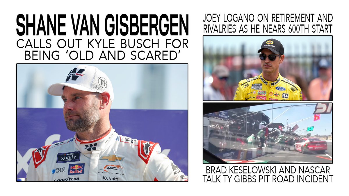 kdsportswriter's tweet image. The latest episode of Beating and Banging is out and includes:
- @shanevg97 talking about his racing outside of @NASCAR and @KyleBusch being 'old and scared'
- @joeylogano discussing retirement and rivalries
- @keselowski and NASCAR addressing @TyGibbs pit road incident…