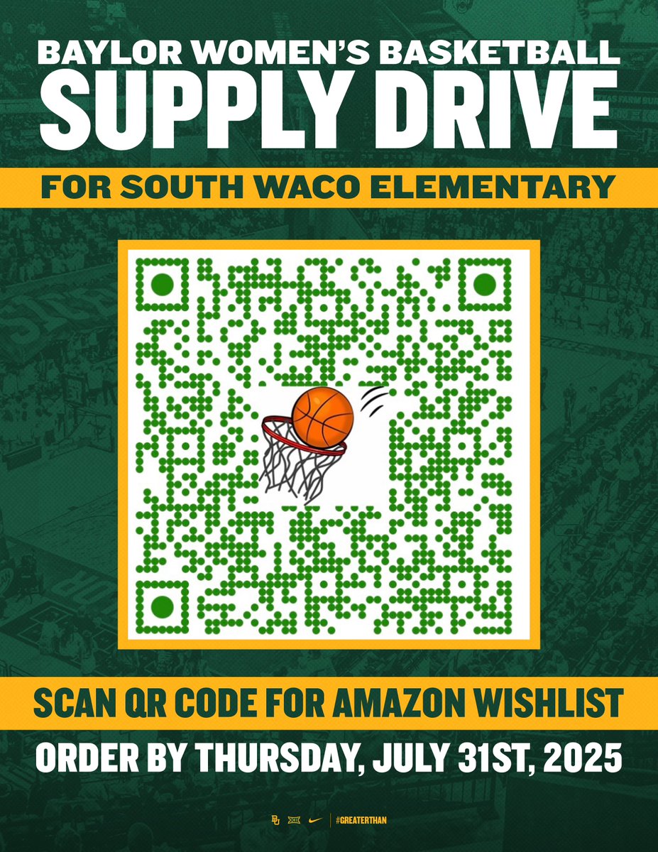 BaylorWBB's tweet image. Just over halfway through our Supply Drive for South Waco Elementary! βοΈπ«
We appreciate your support to reach our goal of making sure every classroom has the needed supplies for a new school year π bit.ly/44HYXMK.
#SicEm | #GreaterThan