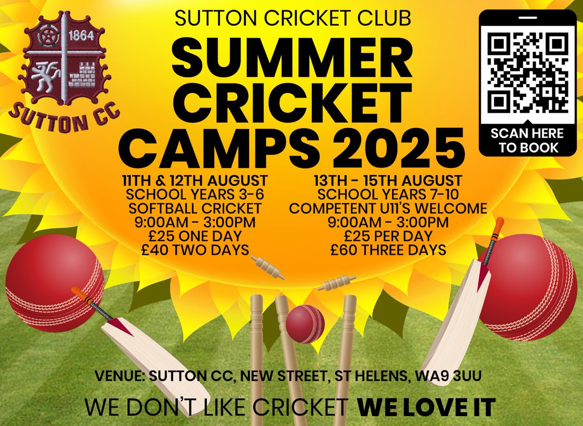 We are delighted to announce the return of our Cricket Summer Camps for 2025!

All information can be found on the poster. Don’t forget to book your child’s place before they run out!

#COYS #Sharks