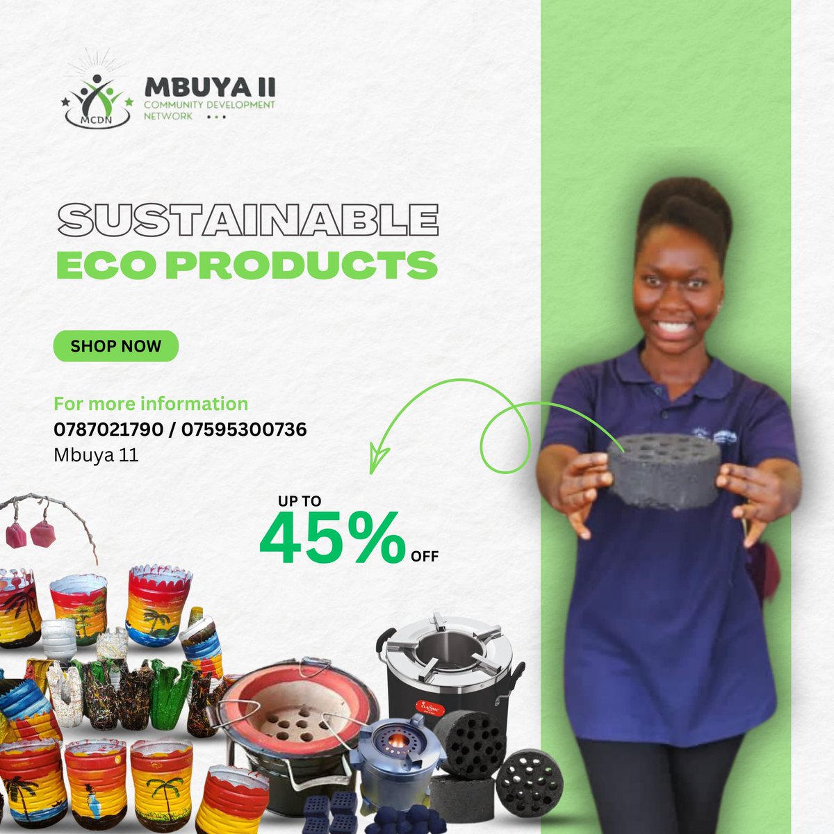 Mbuya2Network's tweet image. From clean energy cookstoves to upcycled art and eco-briquettes, our locally made products are more than just alternatives but solutions that protect our environment, reduce waste, and empower communities economically. @theGCF
#GreenSolutions
#CleanEnergy
#ClimateAction