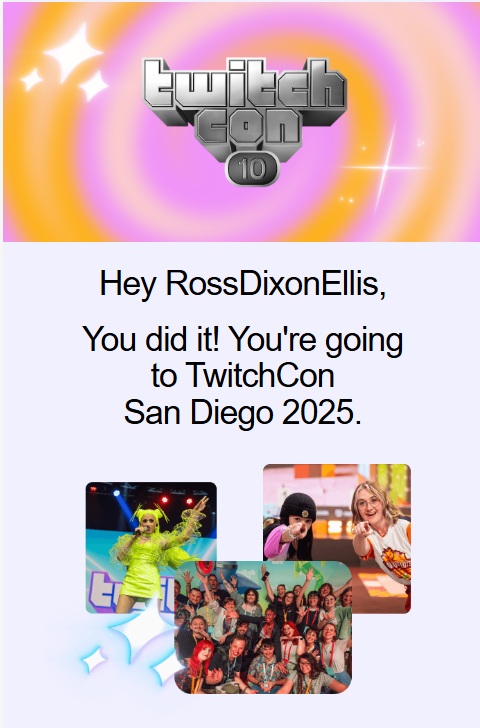 RossDixonEllis's tweet image. #TwitchConSanDiego I AM GOING TO TWITCHCON. I&apos;D LIKE TO SEE YOU THERE! 
REFERRAL LINK! ticketfairy.com/r/39179/2031515
It&apos;s gonna be one big party!