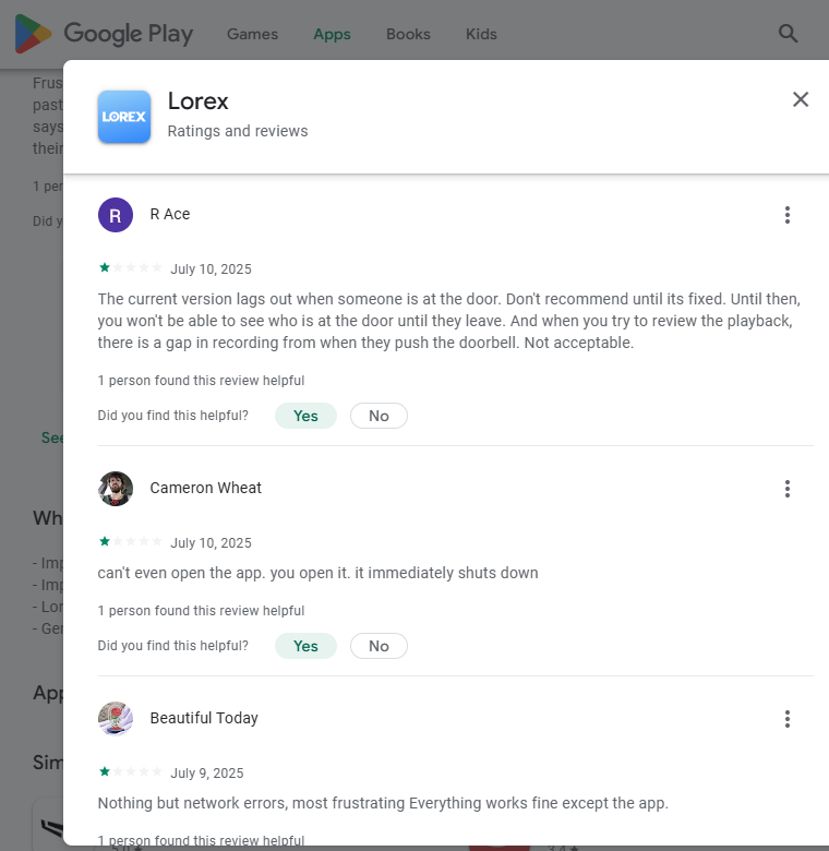 Worst camera/app/products from (PRC and RC) Lorex on GooglePlay-(Sucks-Lorex-Corp Camera/App/Products => [1-star] Lorex-Corp belong to China)(Junk)-ALTM#{Evaluated=>Garbage} User-told: {Conor ...e app is essentially not usable.}👎(Conclusion=>Vile-Sucks)#2555641