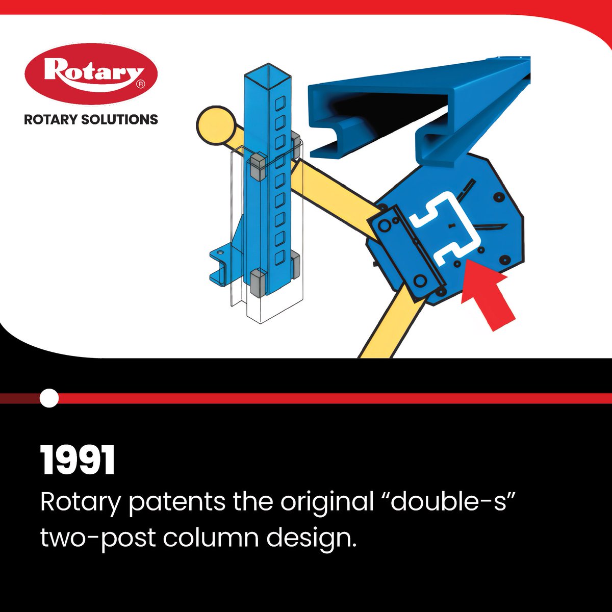 rotaryshopequip's tweet image. Did you know that in 1991, Rotary patented the original “Double-S” two-post column design? It&apos;s a design we still build every day.

#VintageRotary #rotarylift #carlift #trucklift #autolift