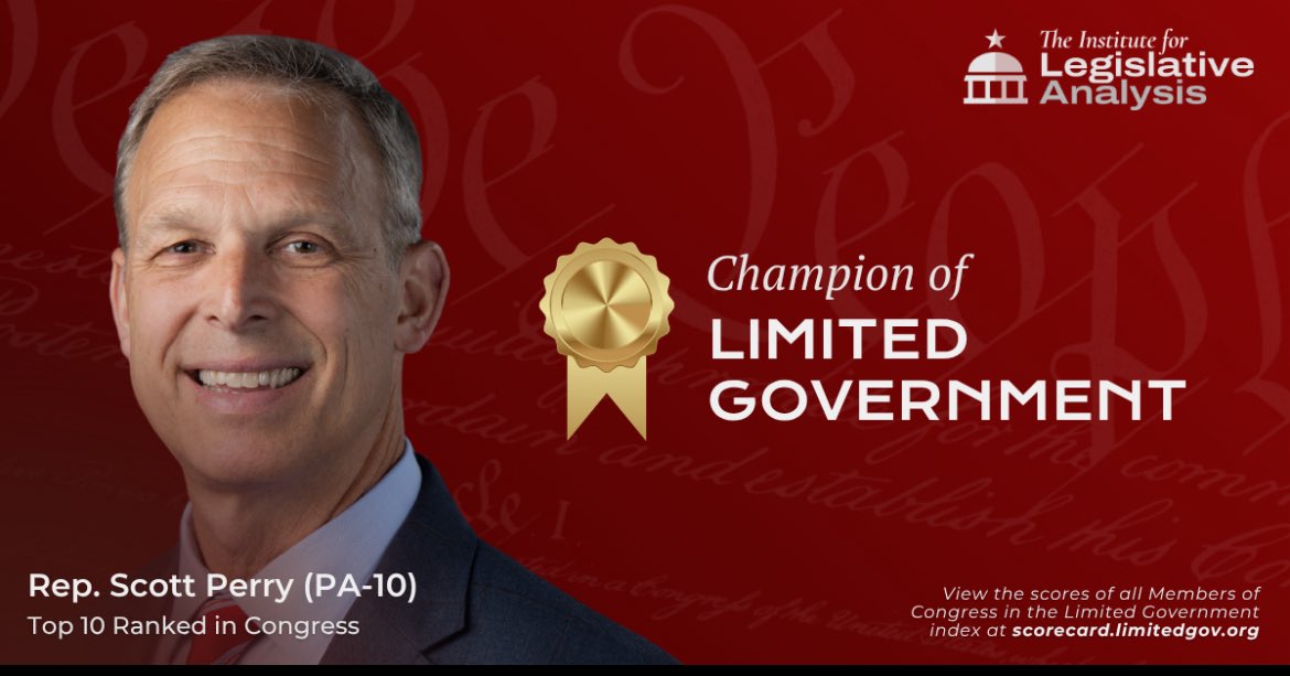 RepScottPerry's tweet image. Honored once again to earn the “Champion of Limited Government” award, as one of the Top 10 voices in Washington fighting for transparency and accountability.
My focus remains on efforts that make life better for hardworking Americans. The answer - always - is to shrink the…