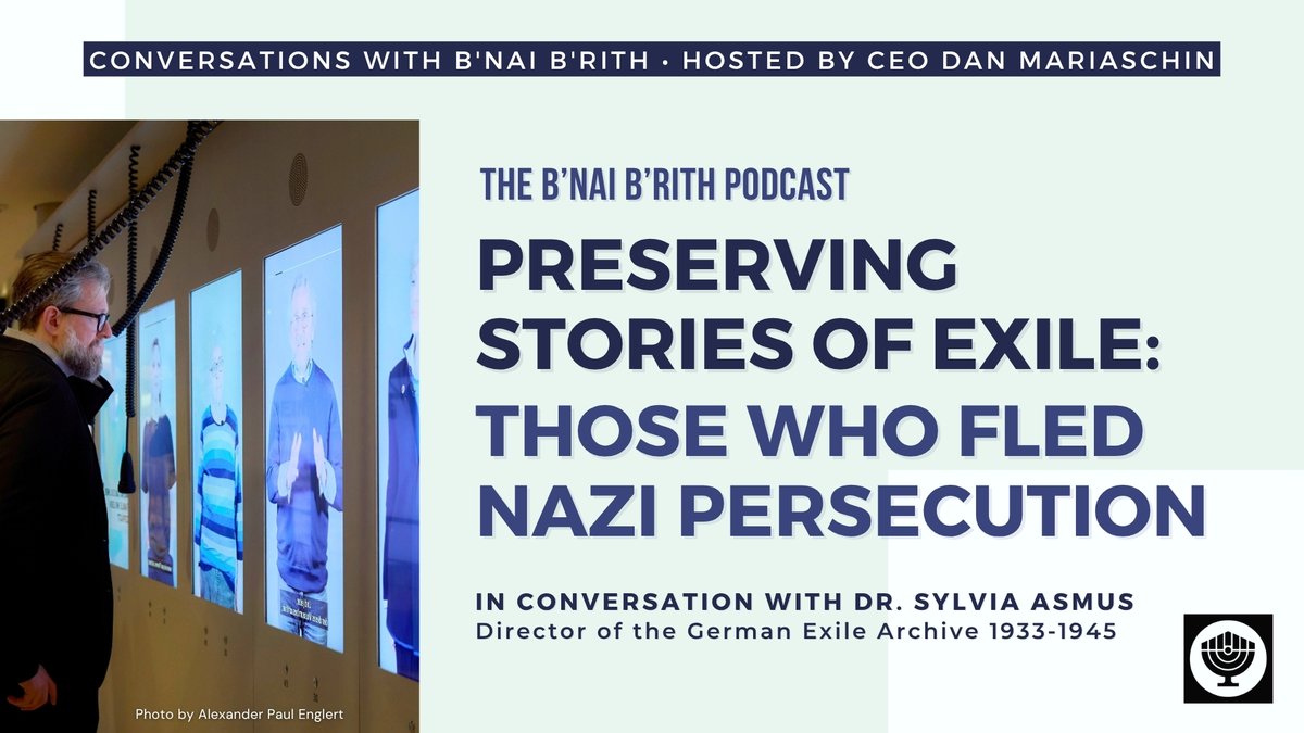 BnaiBrith's tweet image. #PODCAST 🎙️ How do we keep alive the stories of those forced to flee Nazi persecution?
Our CEO Dan Mariaschin and Dr. @SylviaAsmus discuss the German Exile Archive’s mission to preserve these powerful personal histories and ensure they’re never forgotten: youtu.be/aW0QJ2uaFGc