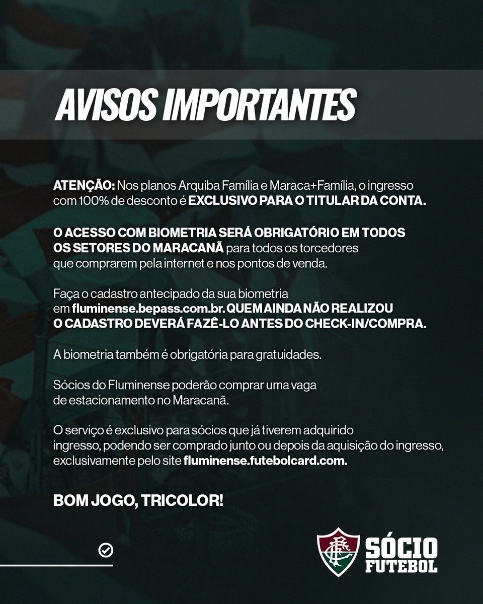 SocioDoFlu's tweet image. DE VOLTA PRA NOSSA CASA! É #DIADEFLU NO MARACA! 🇭🇺🇭🇺
➡️ Confira as informações importantes para a partida de hoje, meu sócio!