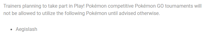 InadequancePOGO's tweet image. Aegislash is banned for Worlds!
