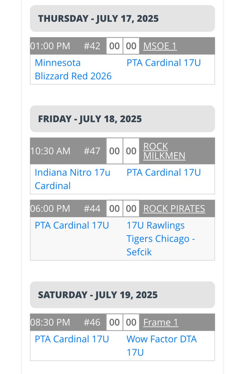 This weekend I will be competing in the PBR 17u Summer Championship at The Rock! Game times are listed below!