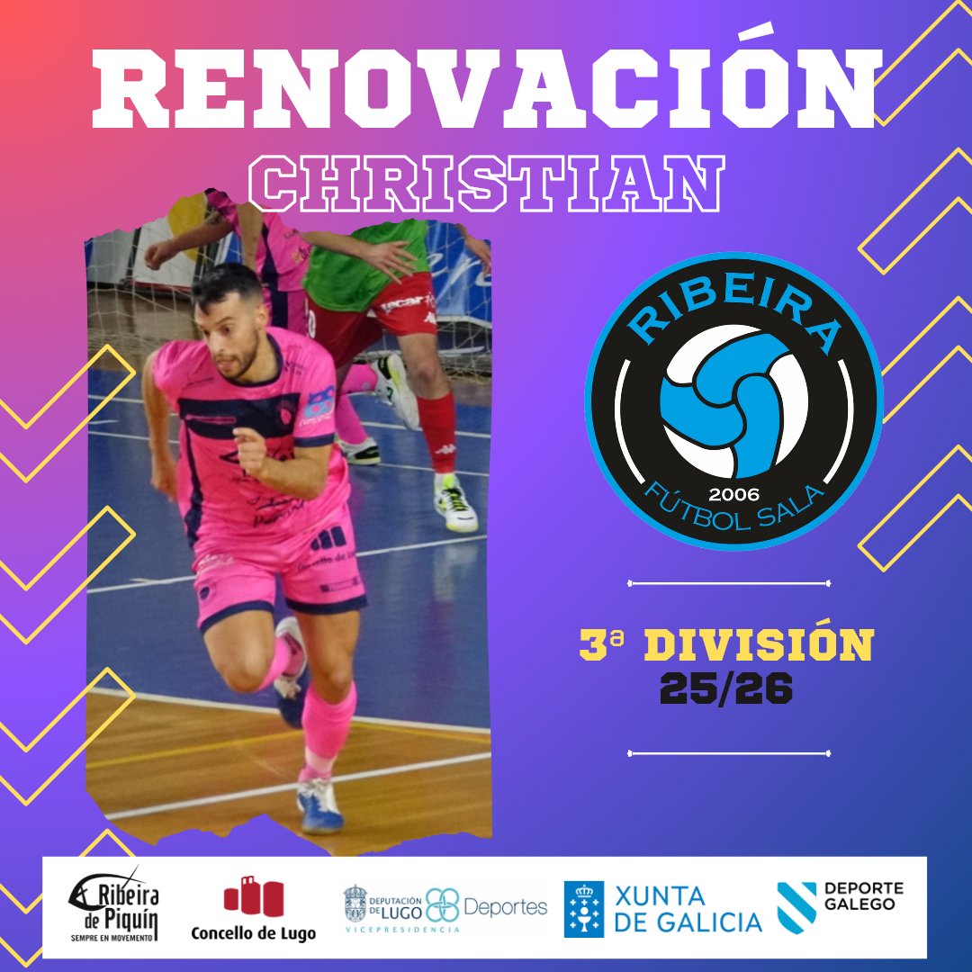 🔵 Renovacións no Ribeira FS.
Dous pilares básicos no equipo e no clube seguen un ano máis defendendo o escudo do SibuscasCoche Ribeira FS .

Pablo Díaz o Xigante de Palas 
Christian a Bestia