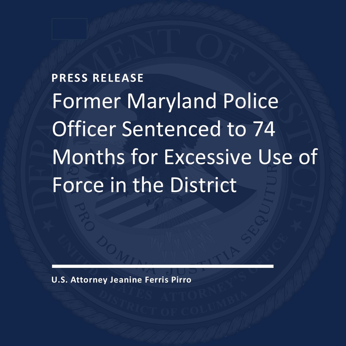USAO_DC's tweet image. Former Maryland Police Officer Sentenced to 74 Months for Excessive Use of Force in the District
🔗justice.gov/usao-dc/pr/for…
@USAttyPirro @FBIWFO @CivilRights