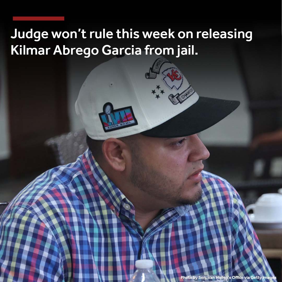 JUST IN: A federal judge won’t rule this week on releasing Kilmar Abrego Garcia from jail, a decision that could ultimately lead to his deportation. The latest: wbal.com/judge-wont-rul…