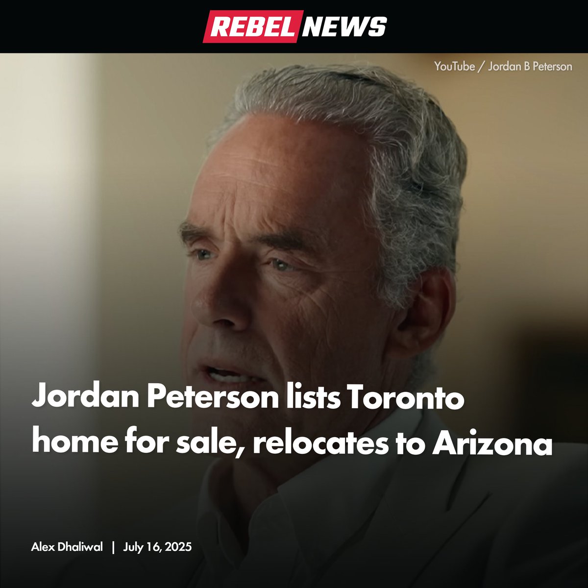 RebelNews_USA's tweet image. Author Jordan Peterson and his wife, Tammy, are selling their Toronto home and moving to Arizona, according to their daughter, Mikhaila Fuller.
READ MORE: rebelne.ws/3GRidyd