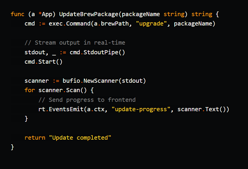 Zubishawan's tweet image. Live Homebrew updates in GUI!
 Get streaming logs &amp;amp; progress bars while upgrading—built with Go channels and WebSockets. #DevTools #Wails
 dev.to/wickenico/i-so…