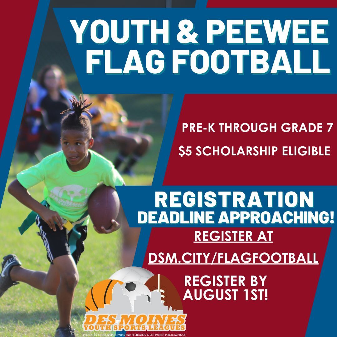 DesMoinesParks's tweet image. Youth sports registration is open! ⚽️🏈📣🎾
 
Sign your kiddo up for some late summer and early fall fun!

Encourage healthy living by exploring new sports. Introduce your little one to playing on a team and forming new friendships. Learn more at DSM.City/Register 🎉