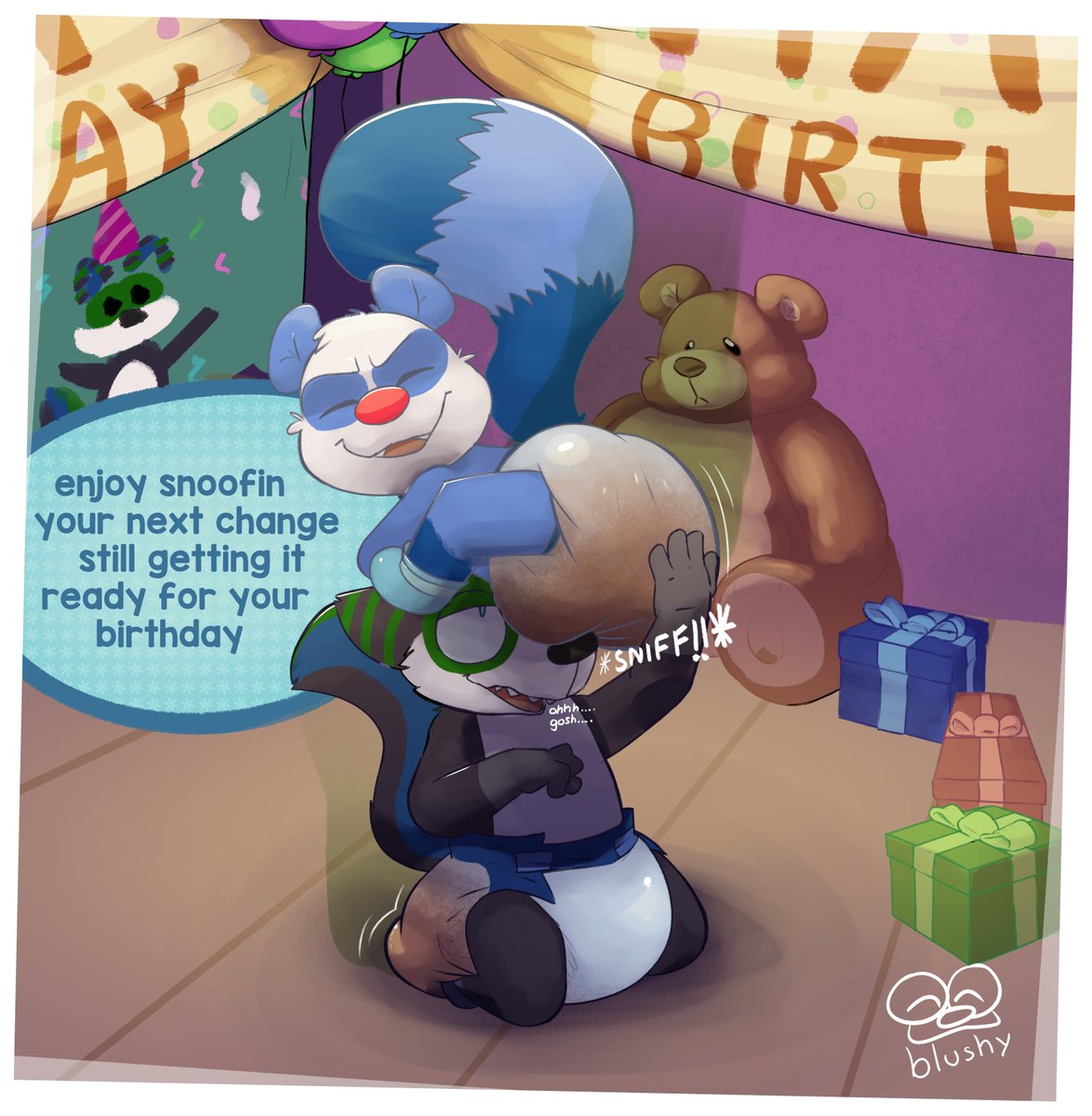 Smudged Huggies (2/2)  

What a better gift than a smudged poofy diaper onto your face to smell for a veryyyy lonnngg time~  

I know you wouldn't mind ;3  

B-day Comm for <a href="/piddlepuppyboii/">puppy pants🍭🐶</a>