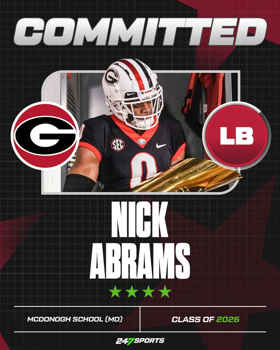 BrianDohn247's tweet image. LB @thenickabrams commits to Georgia and breaks down his decision with @247Sports 247sports.com/college/georgi…