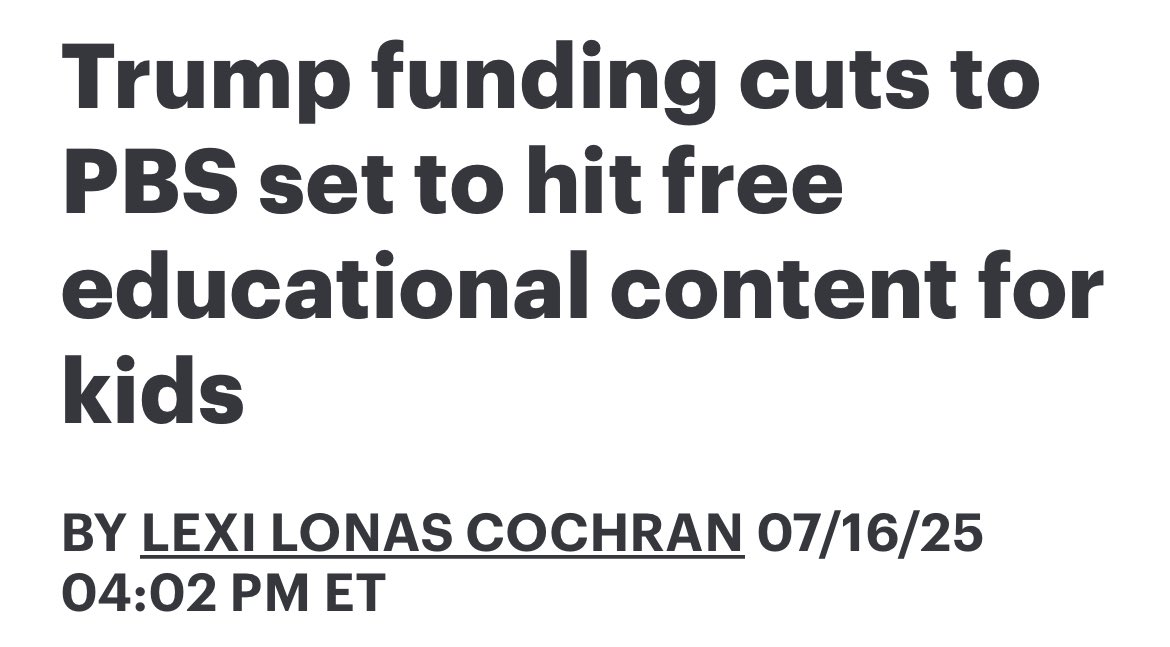 I grew up off PBS content. Millions of children in working class families rely on PBS to improve their literacy and learn how to speak English.

This is what a class war looks like.