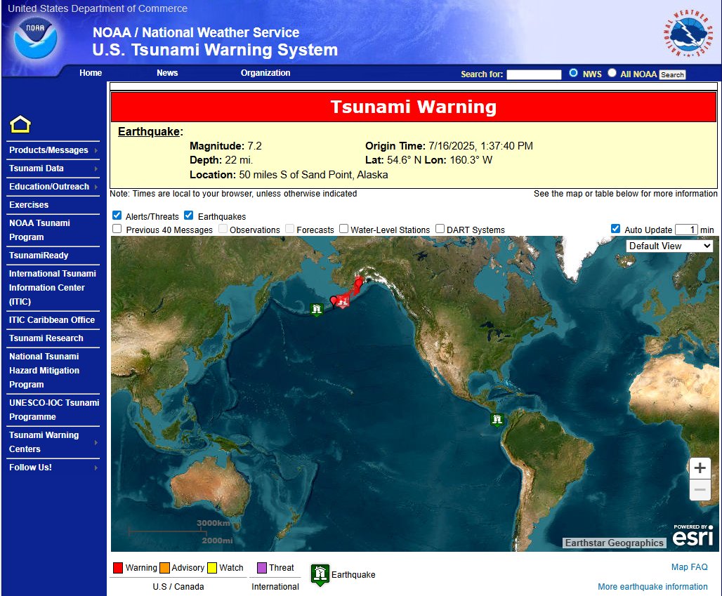 jamiepantastico's tweet image. #BREAKING 7.3 (USGS updated from 7.2 to 7.3) magnitude earthquake in Alaska at 1:37 PM. Tsunami Warning issued.
#earthquake #Tsunami #Alaska 
 tsunami.gov